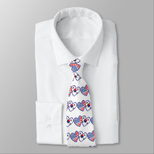 South Korea USA Love Hearts Tie