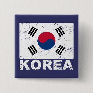 South Korea Vintage Flag 15 Cm Square Badge