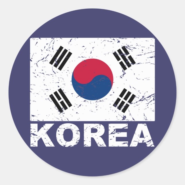 South Korea Vintage Flag Classic Round Sticker (Front)