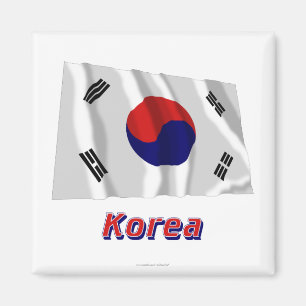 South Korea Waving Flag with Name Magnet
