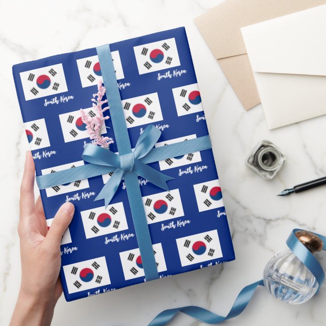 South Korea Wrapping Paper, Korean Flag Blue Wrapping Paper (Gifting)