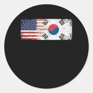 South Korean American Flag Classic Round Sticker