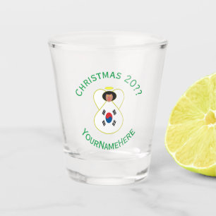 South Korean Angel Christmas Flag Personalised Shot Glass