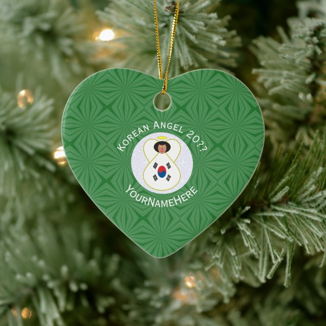 South Korean Angel Christmas Flag Personalized  Ceramic Ornament (Tree)