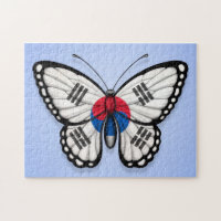 South Korean Butterfly Flag on Blue