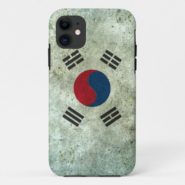 South Korean Flag Aged Steel Effect Case-Mate iPhone Case (Back)