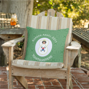 South Korean Flag Angel Year with Your Name Cushion
