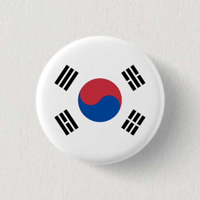 South Korean Flag, Flag of South Korea 3 Cm Round Badge (Front)