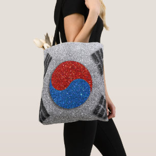 South Korean Flag Glitter Seoul Korea Travel Tote Bag