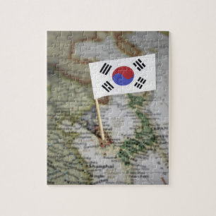 South Korean flag in map Jigsaw Puzzle