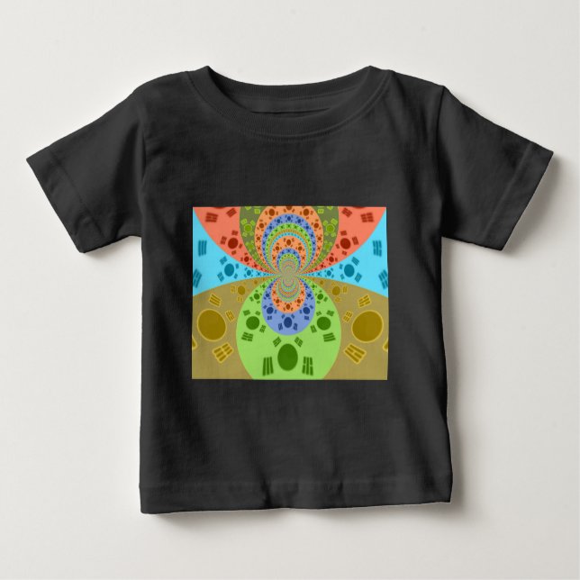 South Korean Flag Inspired Abstract Art Print Baby T-Shirt (Front)