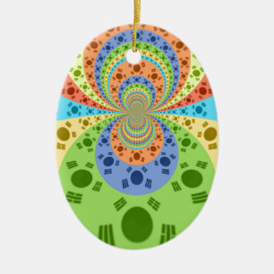 South Korean Flag Inspired Abstract Art Print Ceramic Ornament