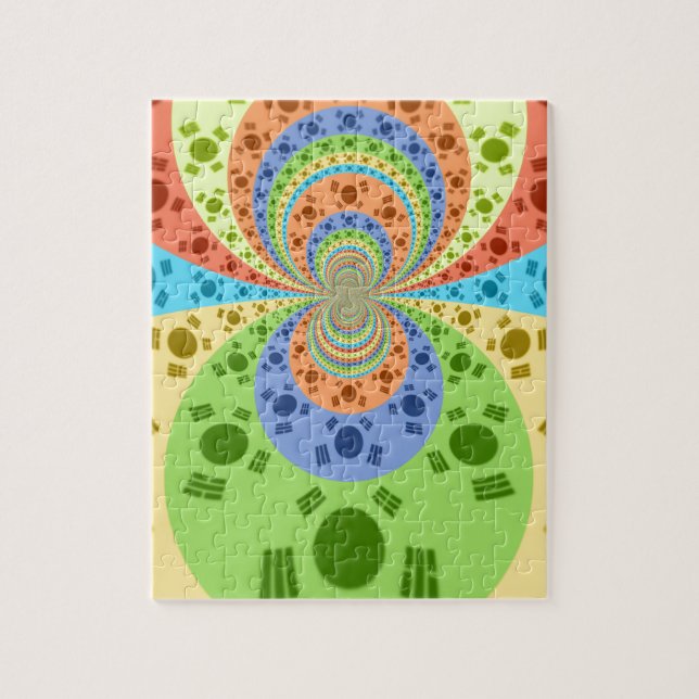 South Korean Flag Inspired Abstract Art Print Jigsaw Puzzle (Vertical)