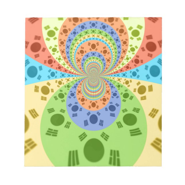 South Korean Flag Inspired Abstract Art Print Notepad (Front)