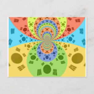 South Korean Flag Inspired Abstract Art Print Postcard