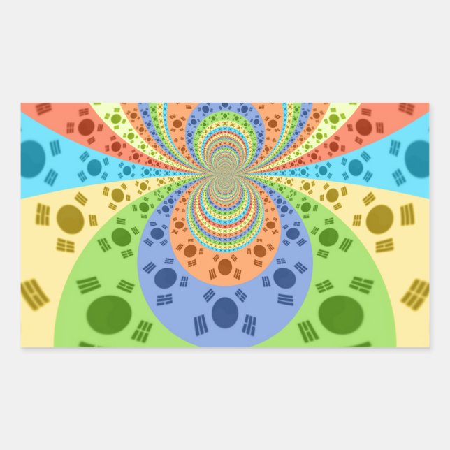 South Korean Flag Inspired Abstract Art Print Rectangular Sticker (Front)