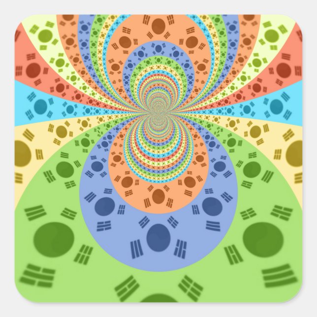 South Korean Flag Inspired Abstract Art Print Square Sticker (Front)