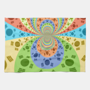 South Korean Flag Inspired Abstract Art Print Tea Towel