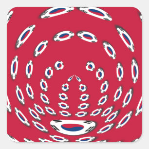 South Korean Flag Polka Dots: A Floral Twist Square Sticker
