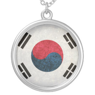 South Korean Flag Silver Plated Necklace