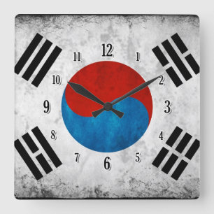South Korean Flag Square Wall Clock