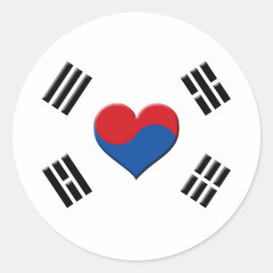 South Korean Heart Classic Round Sticker
