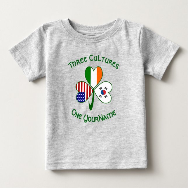 South Korean Irish American Flag Shamrock Personal Baby T-Shirt (Front)