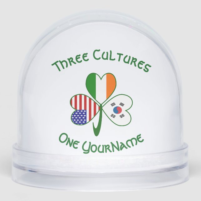 South Korean Irish American Flag Shamrock Personal Snowglobe (Front)