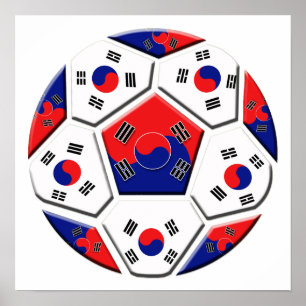 South Korean Soccer Ball flag of Korea Gifts Poster