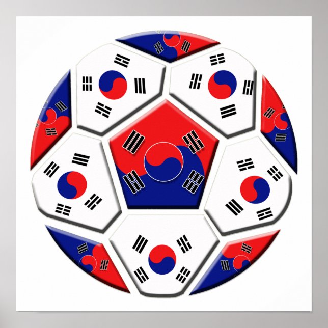 South Korean Soccer Ball flag of Korea Gifts Poster (Front)