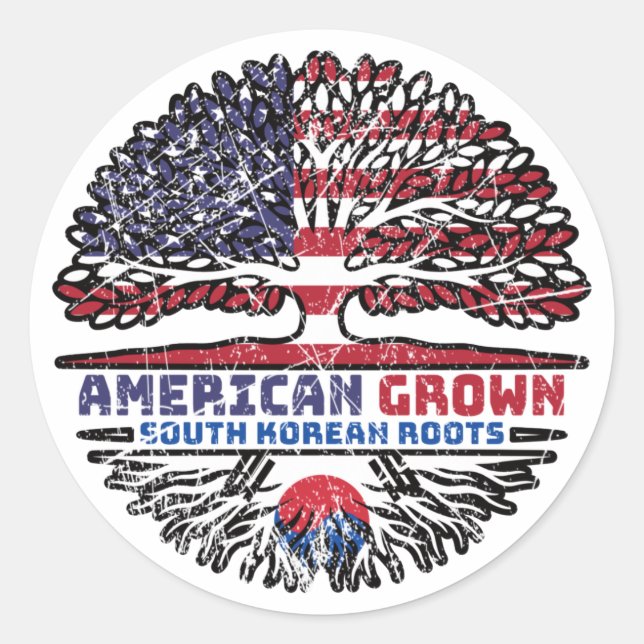 South Korean South Korea US American USA United Classic Round Sticker (Front)
