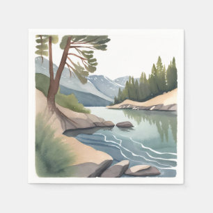 South Lake Tahoe   Watercolor Landscape Napkin