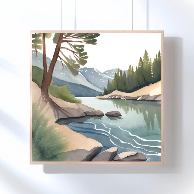 South Lake Tahoe | Watercolor Landscape Poster (Creator Uploaded)