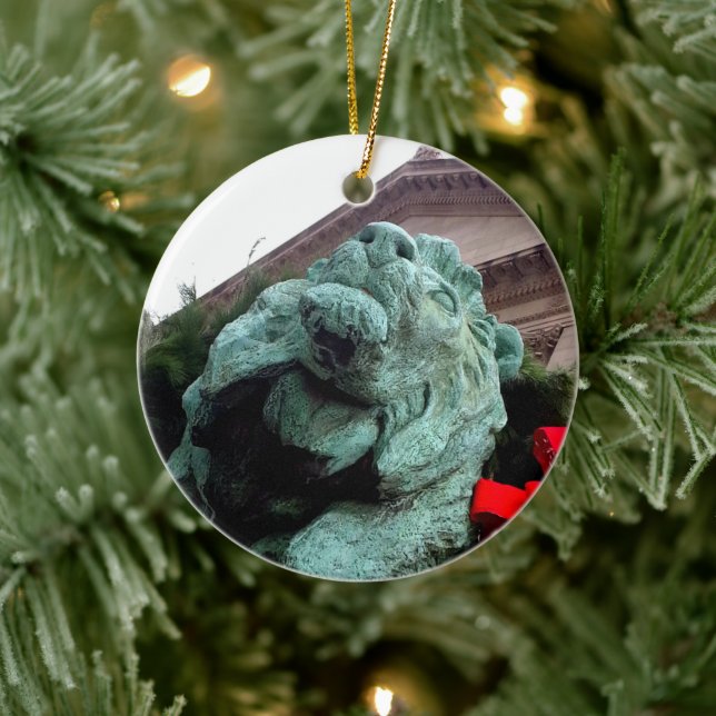 South Lion at the Art Institute of Chicago Ceramic Ornament (Tree)