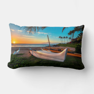South Maui Beach at Sunset   Maui, Hawaii Lumbar Cushion