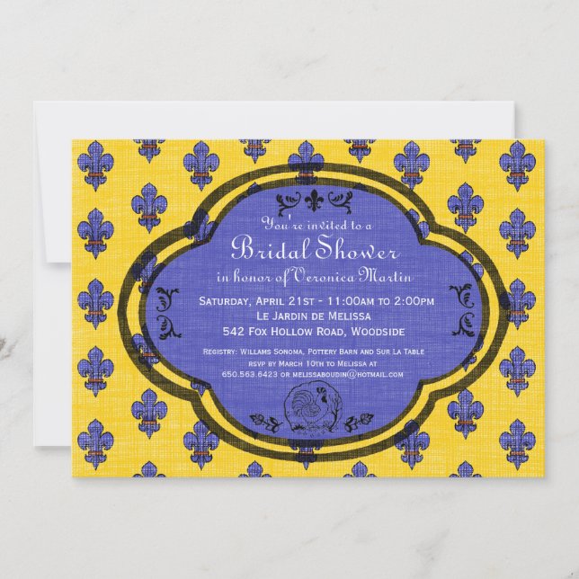 South of France Provencal Bridal Shower Invite (Front)