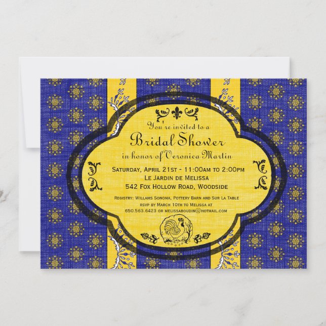 South of France Provencal Bridal Shower Invite (Front)
