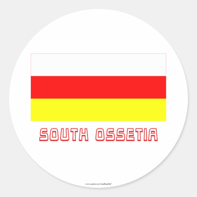 South Ossetia Flag with Name Classic Round Sticker (Front)