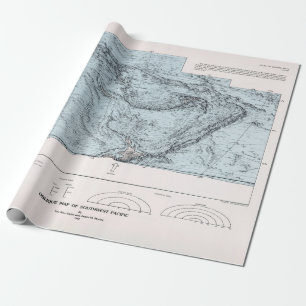 South Pacific Ocean Floor Map (1982)  Wrapping Paper