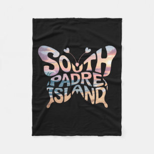 South Padre Island Butterfly - Texas Beach City Fleece Blanket