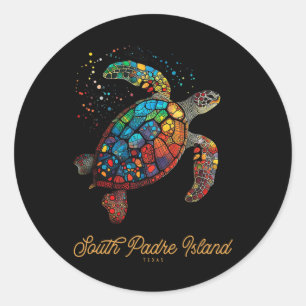 South Padre Island Vintage Retro Texas Sea Turtle Classic Round Sticker