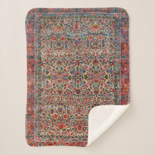 South Persia Red Pink Blue  Sherpa Blanket