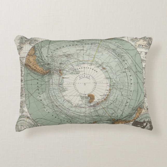 South Polar Region Map Decorative Cushion (Front)