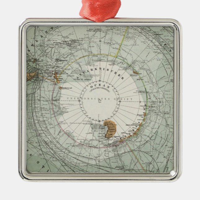 South Polar Region Map Metal Ornament (Front)