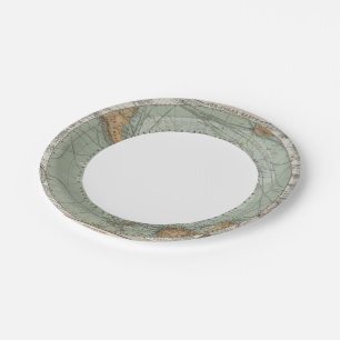 South Polar Region Map Paper Plate
