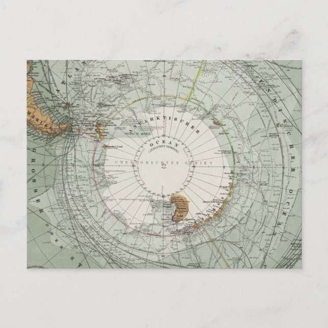 South Polar Region Map Postcard (Front)