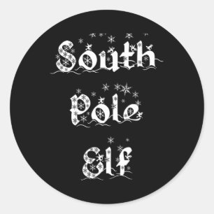 South Pole Elf Funny Novelty Christmas Snowflake A Classic Round Sticker