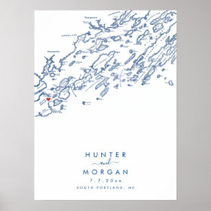 South Portland Maine Modern Guest Book Poster