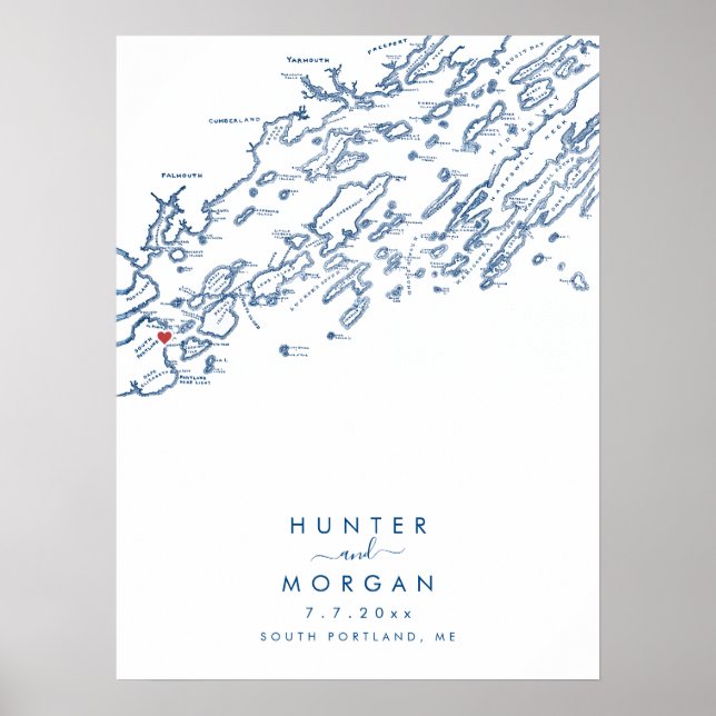 South Portland Maine Modern Guest Book Poster (Front)