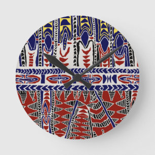 South Seas Samoa Batik Round Clock